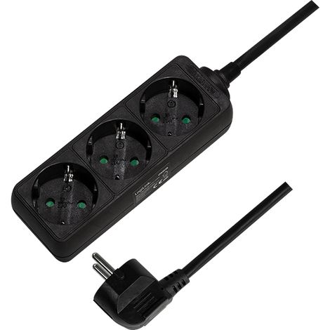 Regleta LogiLink LPS205B 3 enchufes negra cable 1,5 m (1/5)
