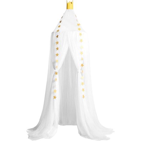 Moustiquaire à dôme en dentelle pour lit rond (blanc)