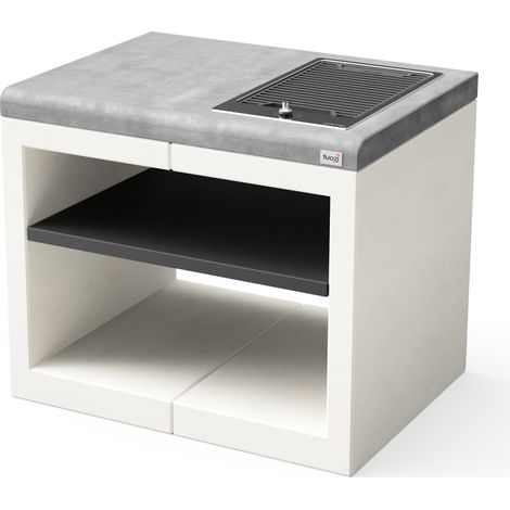 TUOZI - Module de support Plaques de cuisson KITAWAY ELECTRIC pour Barbecue en Béton Préfabriqué (Blanc, Gris - 84 x 63 x 63 cm) - Usage Extérieur