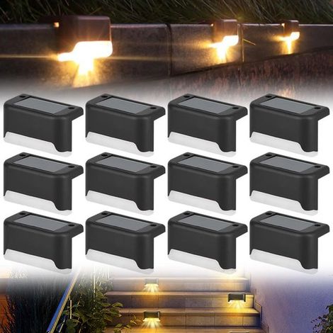 Luci solari per esterni, illuminazione da giardino impermeabile per vialetti, recinzioni, scale, balconi e come decorazione, luce bianca calda, nero, 1 (1/5)