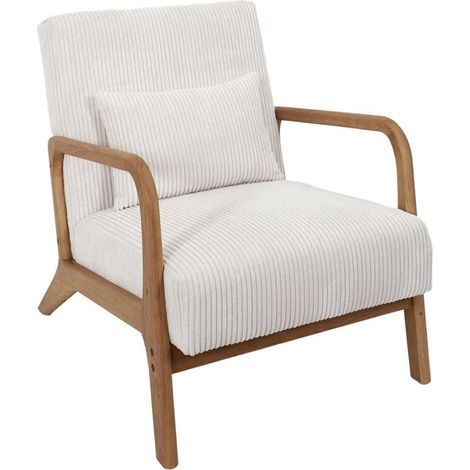 Fauteuil Côtelé Design "Scott" 75cm Beige (1/5)