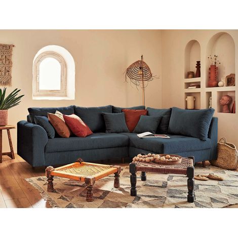 Rune – ecksofa rechts – 4-sitzer – aus cord - nachtblau
