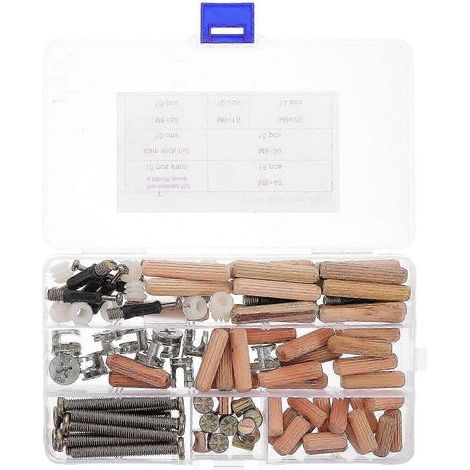 Kit de quincaillerie pour lit superposé (95 pièces), comprenant boulons et écrous pour tête de lit, vis en acier, plastique et bois pour le montage et la réparation de meubles.