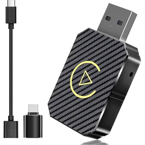 Adaptateur CarPlay sans fil pour Phone IOS Android, avec câble d'extension USB & USB-C/Type-C, Compatible Voitures 2016+ et iOS 10+ (1/5)