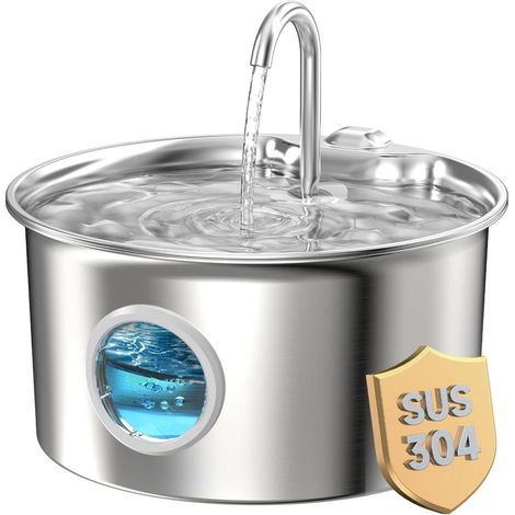 Fontana automatica per gatti da 3,2 litri – Fontana silenziosa in metallo con indicatore del livello dell'acqua. (1/5)