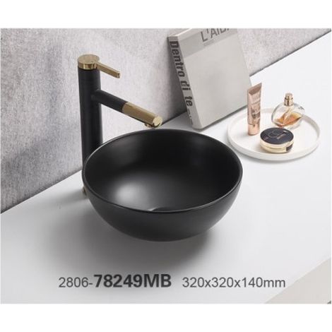Vasque ronde à poser en céramique noire matte - D 32 cm - Gamme Domi - Livraison gratuite