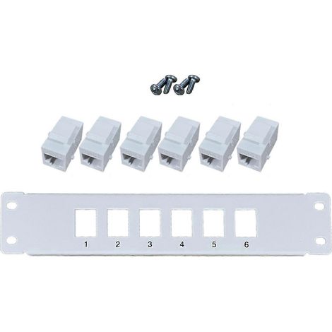 6-Port CAT6-Patchpanel, geschirmt, 10G-fähig, Metallgehäuse, farbcodierte Beschriftung