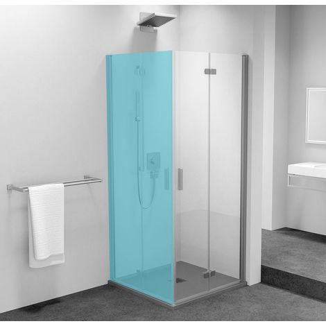 ZOOM Porte de douche bi-fold 800 mm, verre clair, droite