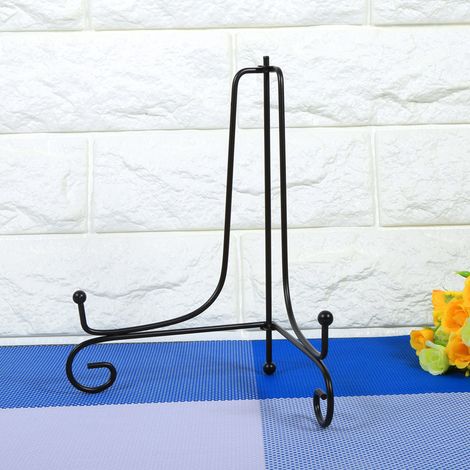 Eleganter Ständer aus Schmiedeeisen, klassischer 20 cm Präsentationsständer, schwarz, für Teller, Bilderrahmen, Bücher und Kunstwerke, Inneneinrichtung. (1/3)