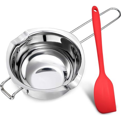Bain Marie, Recipient a Bain-Marie en Acier Inoxydable 304, 400ML Bol de Fusion pour Chocolat, Sucre, Beurre, Fromage et Bougies