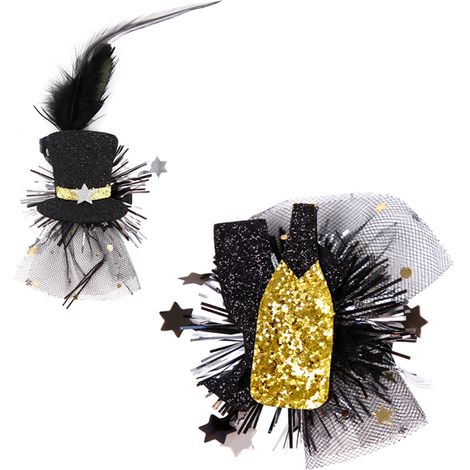 Lot de 2 barrettes à cheveux pour le Nouvel An, accessoire photo féminin élégant. (1/4)