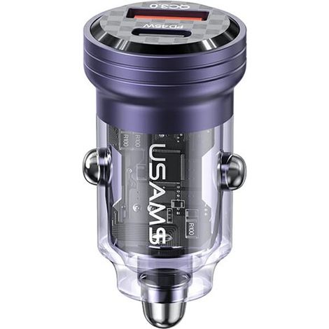Usams Autoladegerät C35 USB+USB-C 45W Schnellladung lila/lila CC175CC02 (US-CC175) (1/5)