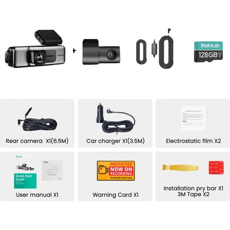 Dashcam, registrazione a 3 canali, connettività GPS e Wi-Fi, G980H a 3 canali con kit, 128 GB (1/2)