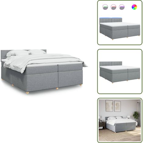 Sommier à lattes de lit avec matelas Gris clair 200x200cm Tissu - Sommier À Lattes De Lit - Sommiers À Lattes De Lit - Lit - Meuble De Chambre À Coucher (1/5)