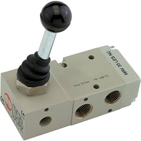 Riegler 3/2-Wegeventil, man. 90° Hebel monostabil G 1/4 (1/3)