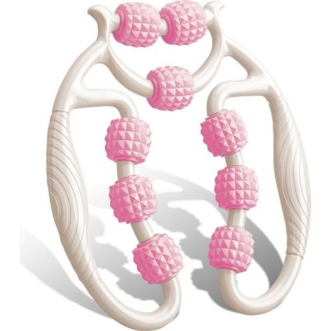 Anti-Cellulite-Massagegerät, 360°-Massagerolle, Cellulite-Massagerolle, Beinmuskel-Massagerolle, Cellulite-Rolle, lindert Müdigkeit (Weiß+Rosa) (1/5)