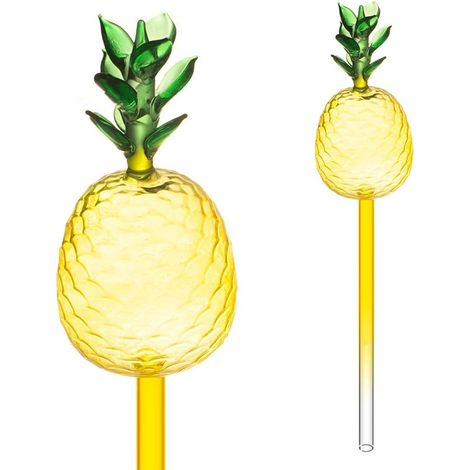 Fioriera autoirrigante a forma di ananas con contenitore in vetro, irrigazione a goccia automatica per piante da interno ed esterno (ananas, 2 pezzi) (1/5)