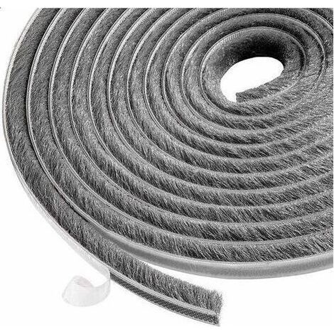 Joint de porte et fenêtre 10m bande de brosse, Joint brosse adhésif autocollante coupe-vent et anti-poussière pour fenêtres et portes mobiles, Largeur 9mm x Hauteur 9mm(Girs) (1/5)