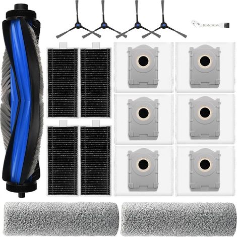 Lot de 18 Accessoires pour ECOVACS DEEBOT X8 Pro Omni/X8 Omni aspirateur,1 Brosse Principale, 2 Brosse à Rouleau, 4 Brosses Latérales, 4 HEPA Filtres, 6 Sacs à Poussière,1 Brosse de Nettoyage (1/5)