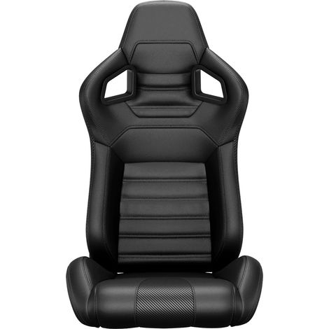 1PC Nuovo Sedile da Corsa Universale a Secchio Cucito in Pelle PVC Reclinabile con Aspetto Carbonio e Schienale in Pelle con Regolatore Scorrevole (Non Include il Supporto per Sedile) 1 scatola di 1 p