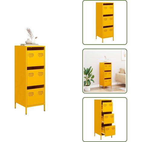 Highboard Senfgelb 39x35x103,5 cm Stahl - Highboard - Highboards - Bücherschrank - Bücherregal (1/5)
