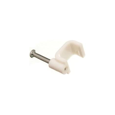 Lot de 400 clips de câble ronds blancs avec broches à frapper 7 mm (1/2)