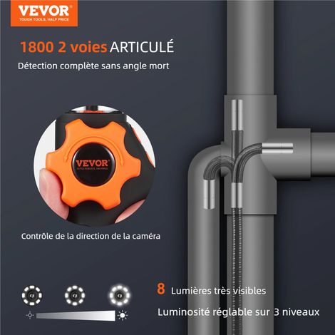 Caméra Endoscopique Canalisation Caméra d'Inspection Tuyaux Endoscope Bidirectionnel Articulé 180° Ips 5" Zoom 8X (1/5)