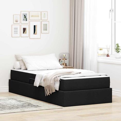 Aufbewahrungsbett mit Matratze Schwarz 90 x 200 cm Polyester (1/5)