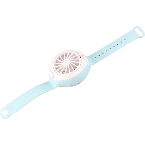Mini ventilateur portable en forme de montre pour enfants, rechargeable par USB, avec 3 vitesses de ventilation pour l'extérieur (bleu) (1/5)