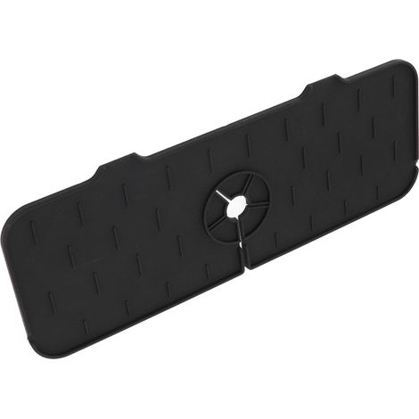Tapis égouttoir en silicone pour robinet de cuisine, noir, antidérapant, collecteur d'eau et plateau de séchage pour évier (1/5)