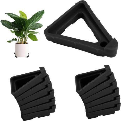 12pcs Pieds Pot Fleur pour Jardinières Extérieures, Rehausseurs Pot Coussins Pied Planteurs Supports Triangulaires Levage pour Meilleure Ventilation Conteneurs Plantes Drainage (Noir) (1/5)