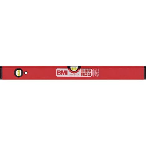 Nivel de burbuja SUPERSTAR 200cm aluminio rojo ± 0,5 mm / m con imán BMI