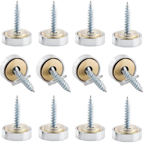 Cache Vis Laiton 12 pcs, Capuchons Décoratifs en Cuivre 10 mm pour Fixation Miroir Meuble Panneau (1/5)