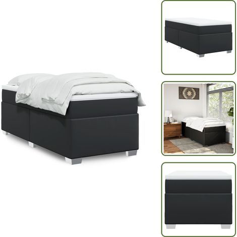 Sommier à lattes de lit avec matelas Noir 90x190 cm Similicuir - Sommier À Lattes De Lit - Sommiers À Lattes De Lit - Lit - Meuble De Chambre À Coucher (1/5)