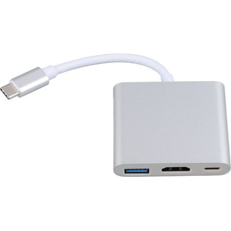 Hub 3-en-1 Type-C, adaptateur multiport USB-C vers HDMI, compatible avec la sortie vidéo ultra haute définition 4K et le port de charge rapide USB-C PD, port de transmission haute vitesse USB 3.0, P1 (1/4)
