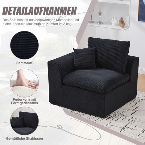 Canapé scandinave moelleux, fauteuil lounge confortable avec coussin, ensemble salon moderne en tissu doux, idéal pour duo de détente.