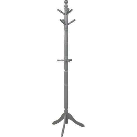 Attaccapanni ad albero in legno di gomma con 9 ganci, Appendiabiti da ingresso altezza regolabile50x50x175cm Grigio (1/4)