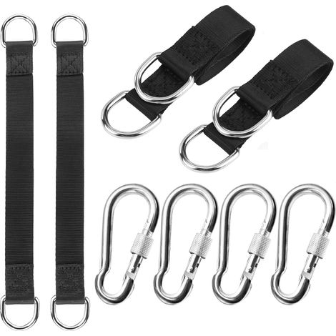 Schaukel Befestigung, 4 Stück Hängematte Befestigung Hängesessel Befestigung Schaukel Aufhängung Befestigung Nylon Hanging Gurt mit 4 Schwerlast Karabinern und D-Ringen für Schaukel Hängematten (1/5)