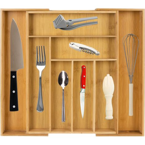 CONTENEDOR ORGANIZADOR UNIVERSAL DE MADERA PARA CAJ脫N DE CUBIERTOS