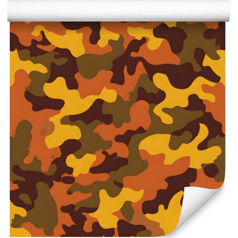 Carta da parati mimetica militare arancione e oro per soggiorno e camera da letto 50x1000 (1/5)