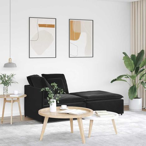 Modulares Sofa mit Fußhocker Kissen Samt Schwarz vidaXL (1/5)
