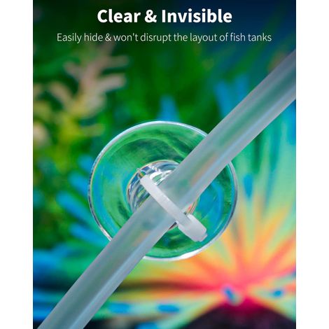 Ventouse Aquarium avec Serre-Câble Lot de 10 Ventouses Transparentes pour Fixation de Chauffage Tuyau Décoration et Plante Accessoires pour Bac à Poisson