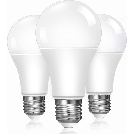 Lot de 3 ampoules LED E27 13 W (équivalent 100 W) - Blanc froid 6500 K, 1200 lm, culot à vis Edison A60, 220-240 V CA, non dimmables