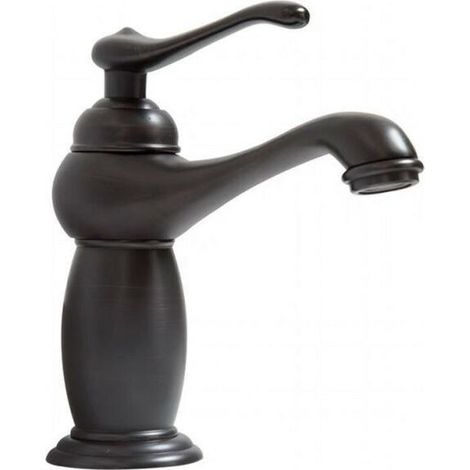 Black Brass Ceramic Basin Faucet, Retro Hot and Cold Basin Faucet, Bathroom Countertop Sink-Vanity Sink Faucet (1/5)