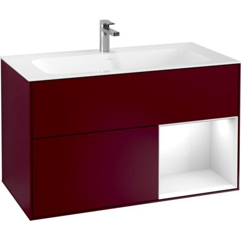 V&B Waschtischunterschrank Finion Reg re Glossy white lacquer, Peony Matt (1/2)