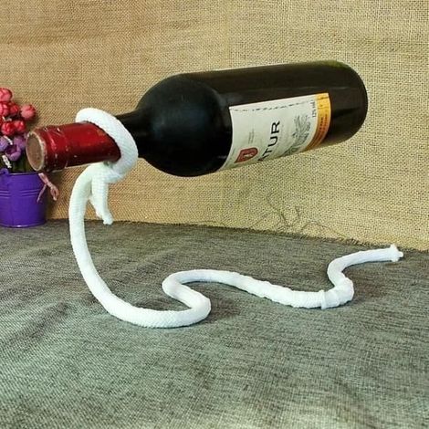 Support magique pour bouteille de vin flottante en corde lasso (1/4)