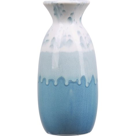 Florero blanco y azul de gres 25 cm accesorio decorativo para el hogar impermeable decoración de mesa Chalcis