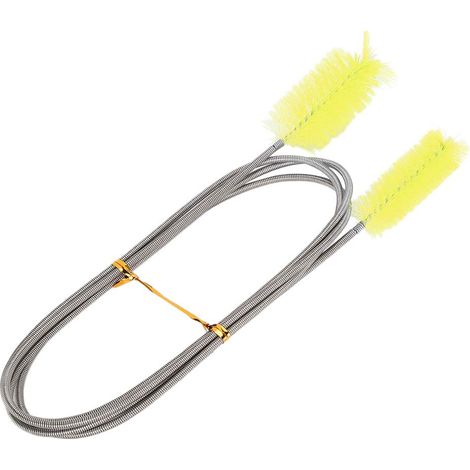Brosse de nettoyage de tuyau flexible Pompe à filtre en acier inoxydable Brosse à ressort Brosse à double extrémité (jaune) (1/5)
