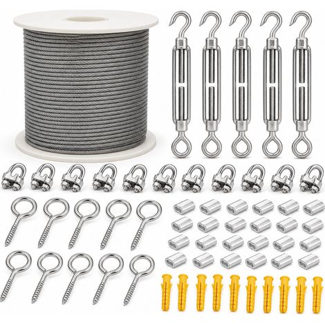Kit Câble Acier Gainé 45 Pièces pour Jardin 50 m (1/5)