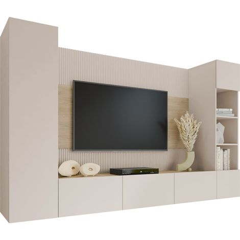 Ensemble de salon Comfivo 450, Beige + Chêne